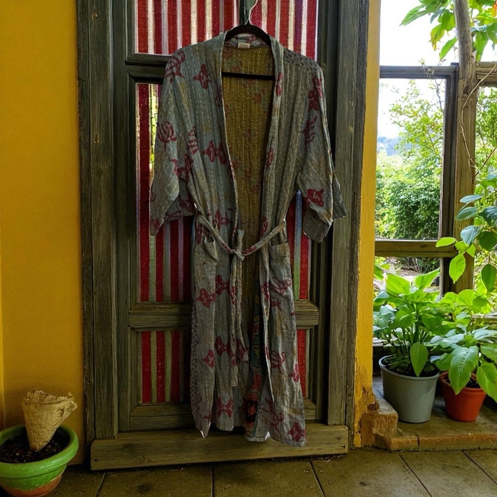 Colorful Kantha Robe/Coat One of a kind Handmade Boho Super soft/comfy